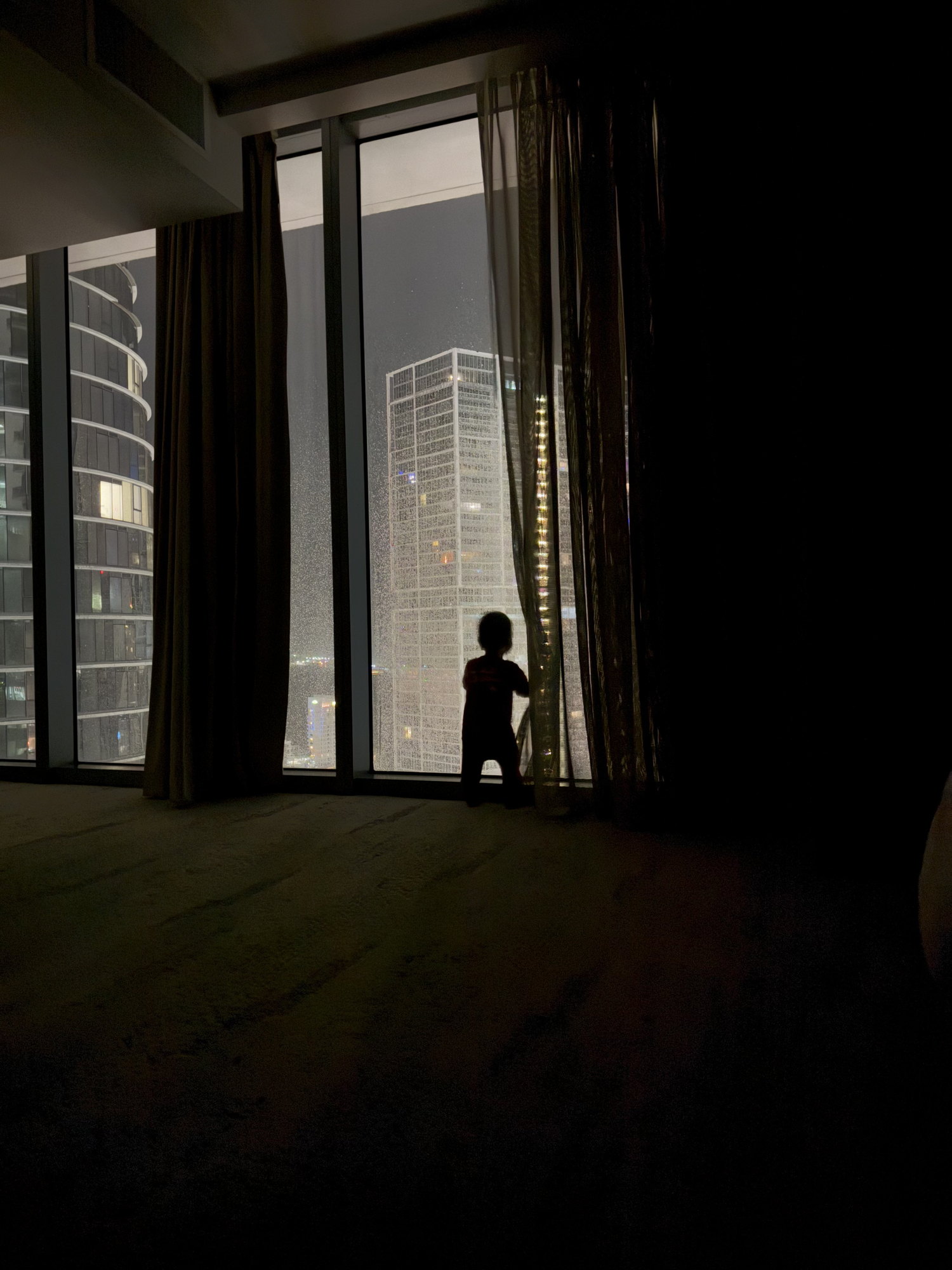 West looking out at the Brickell skyline at night