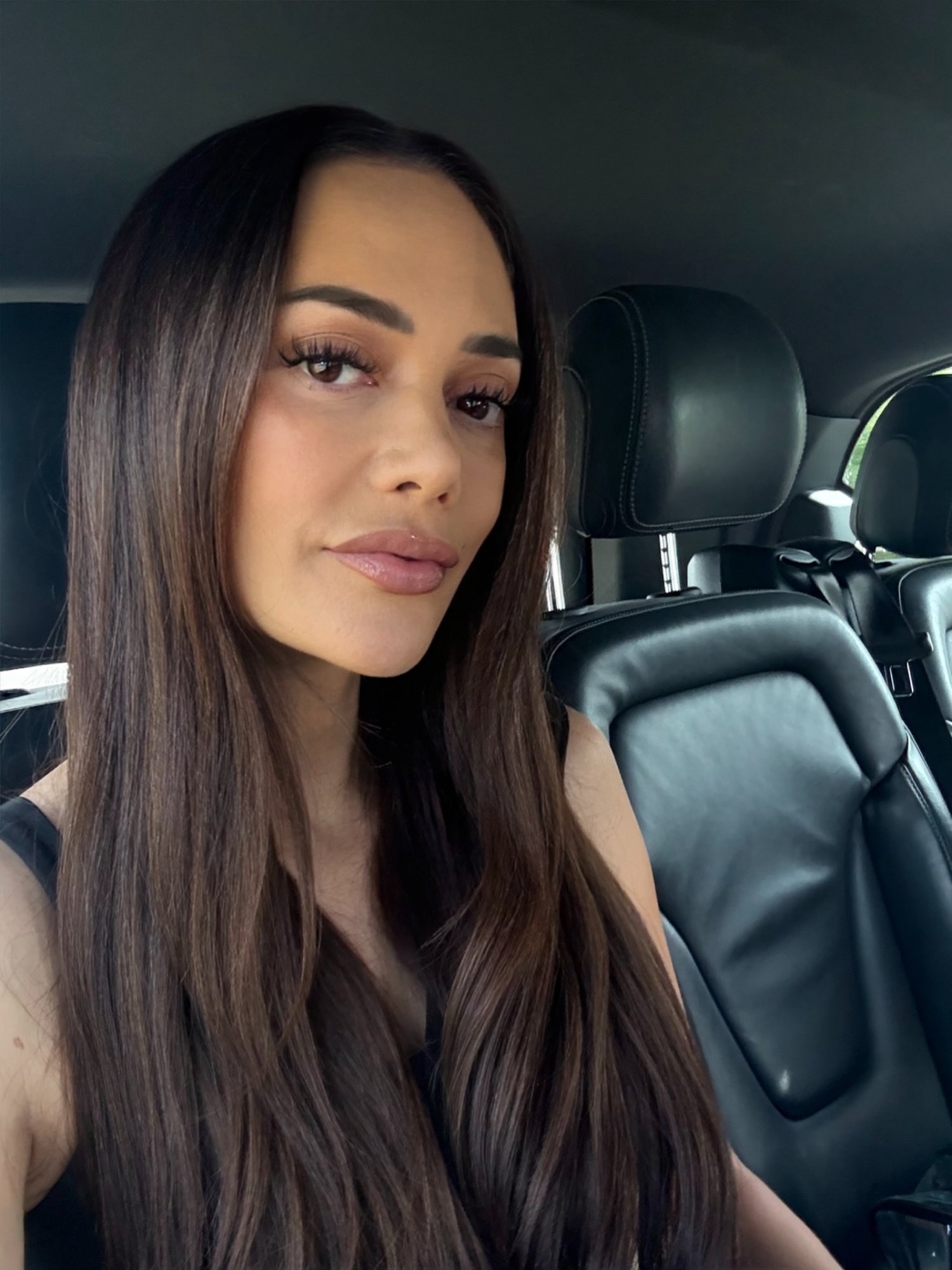 Chelsea Green, glossy blow-dried hair