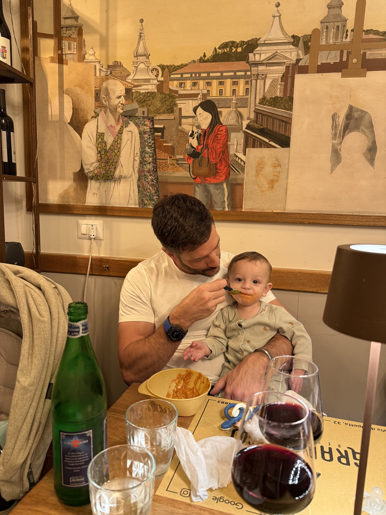 West being fed pasta in a Roman trattoria