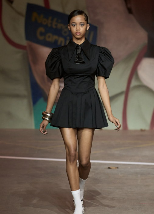 Puff sleeves and pleats