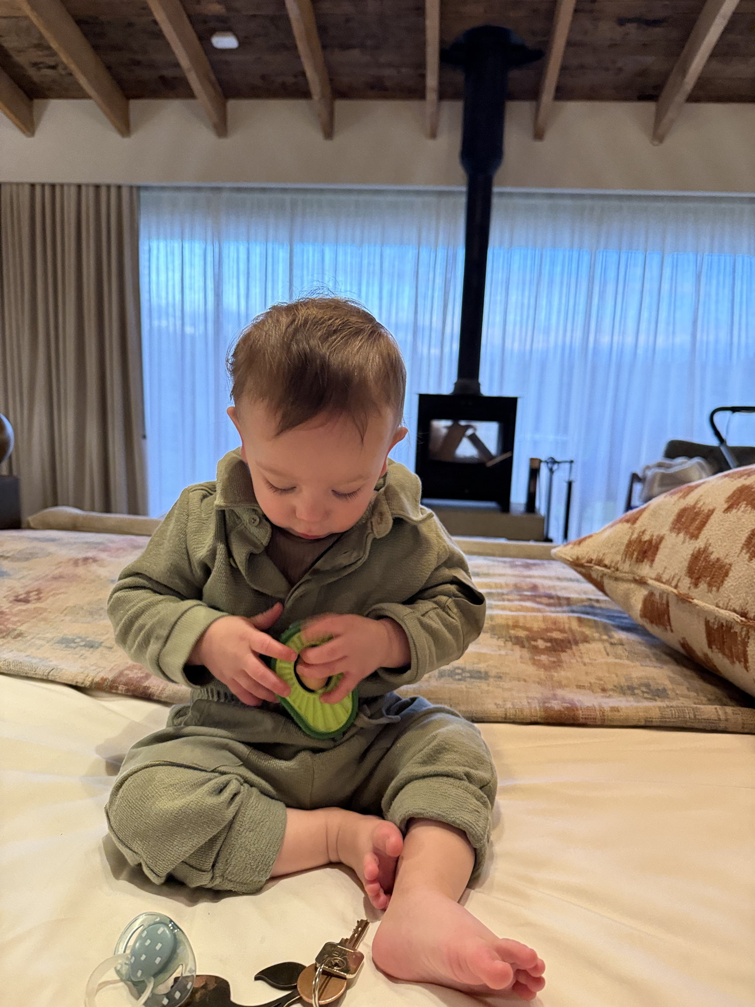 West on the bed at Soho Farmhouse